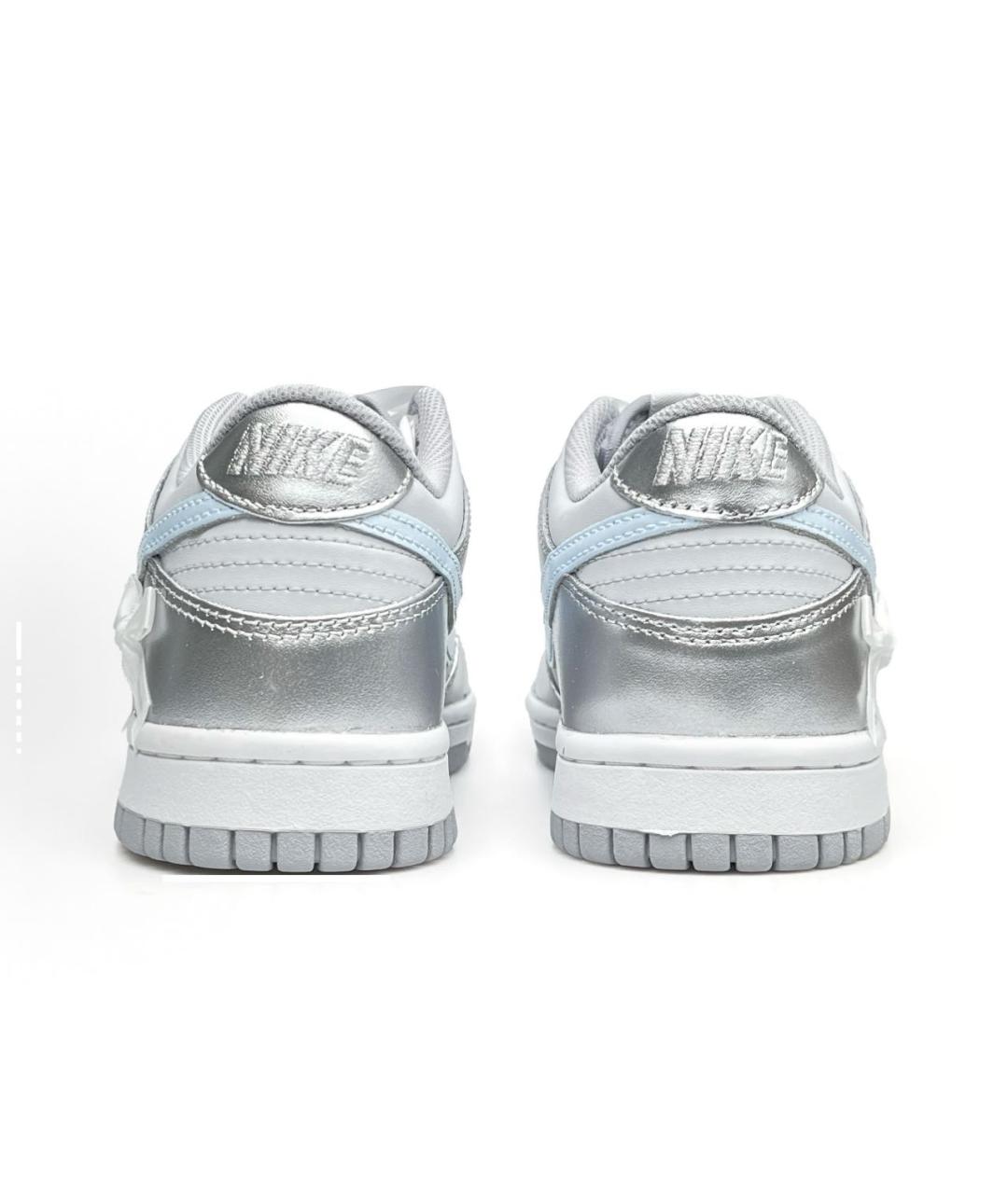 NIKE Серебряные кожаные кроссовки, фото 4