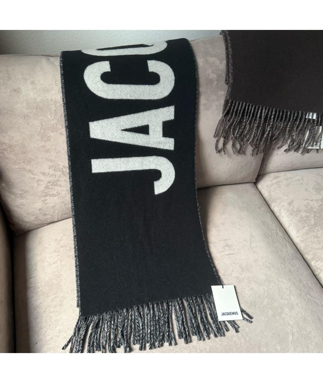 JACQUEMUS Черный шерстяной шарф, фото 2