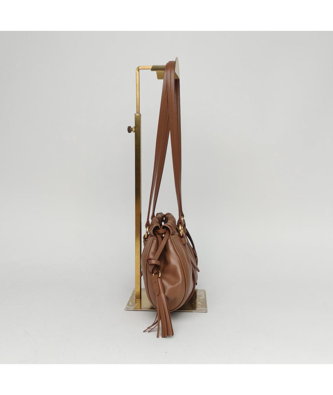 MIU MIU Коричневая кожаная сумка через плечо, фото 3