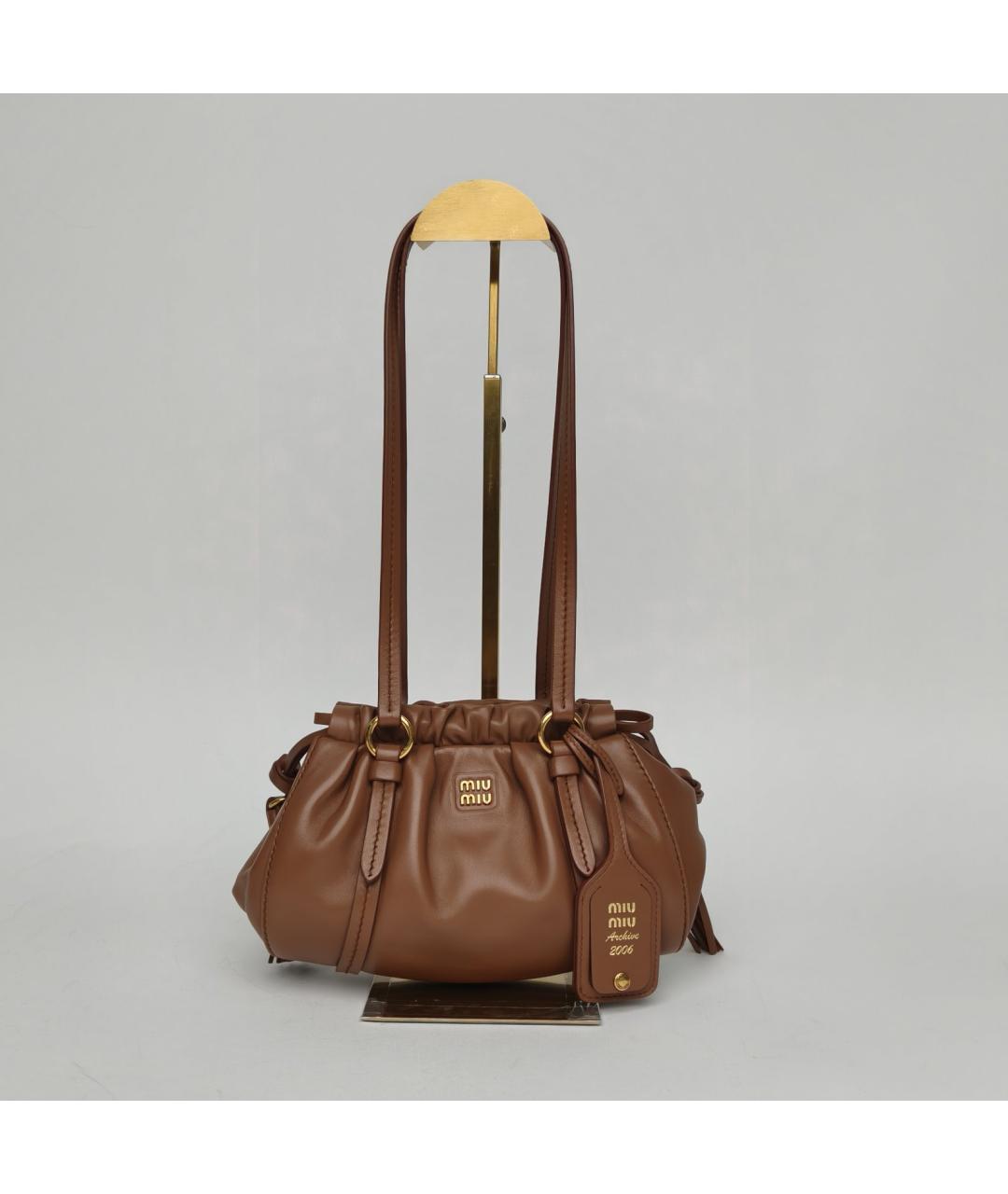 MIU MIU Коричневая кожаная сумка через плечо, фото 9