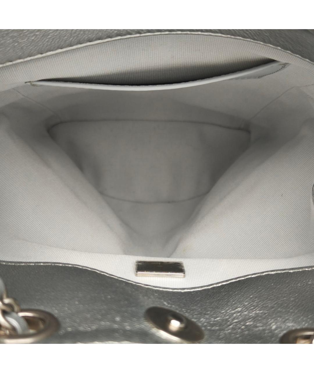 CHANEL Серебрянный кожаный рюкзак, фото 8