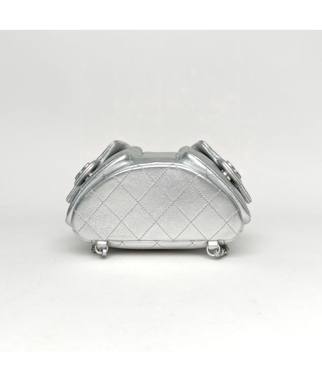 CHANEL Серебрянный кожаный рюкзак, фото 6