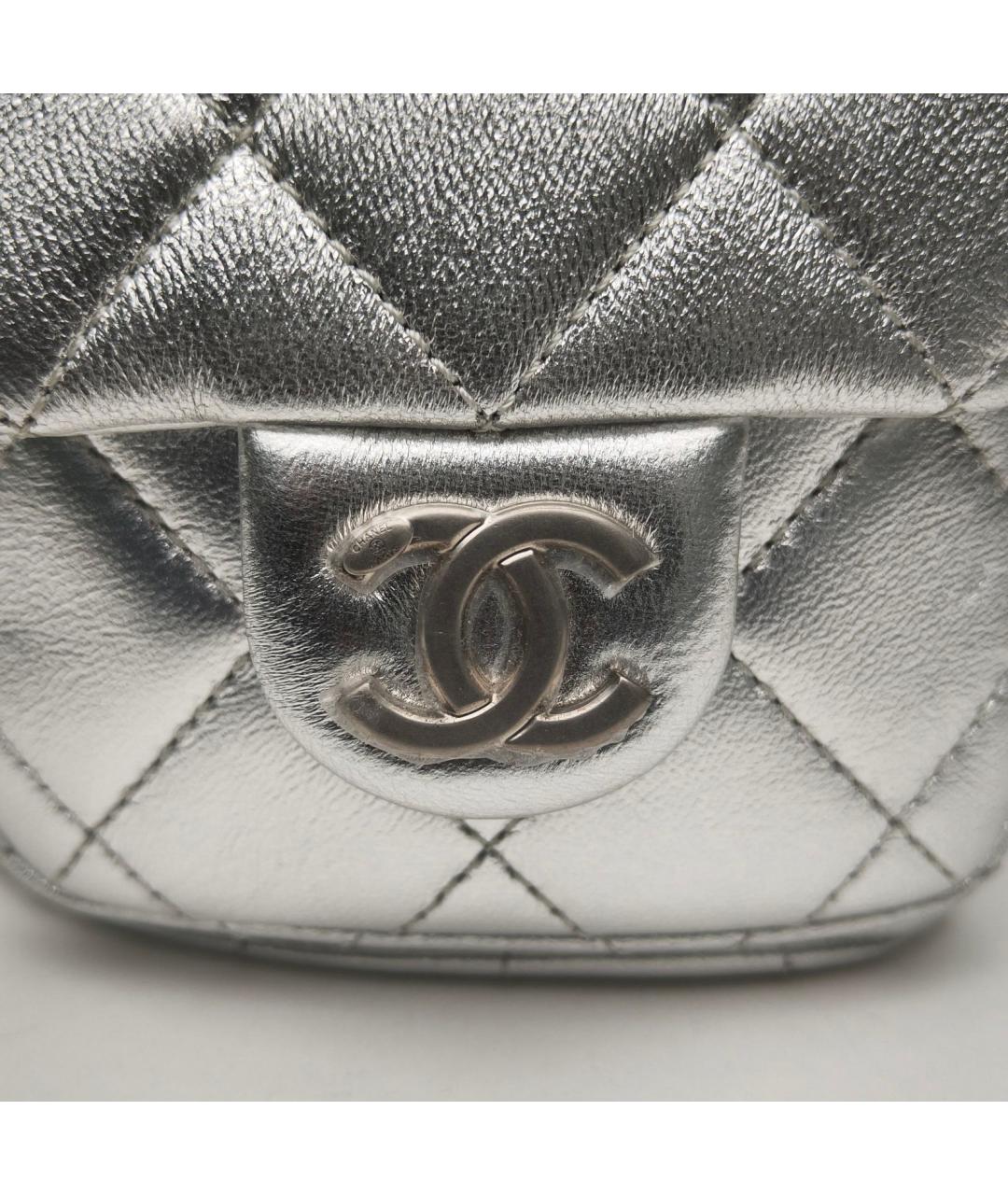 CHANEL Серебрянный кожаный рюкзак, фото 7
