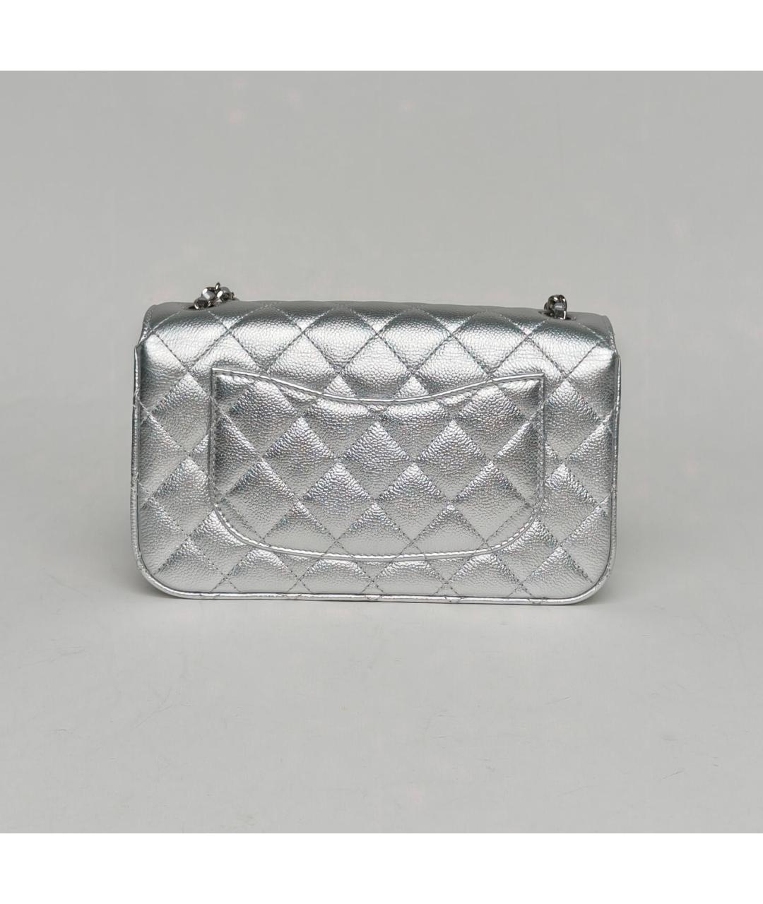 CHANEL Серебряная кожаная сумка через плечо, фото 4