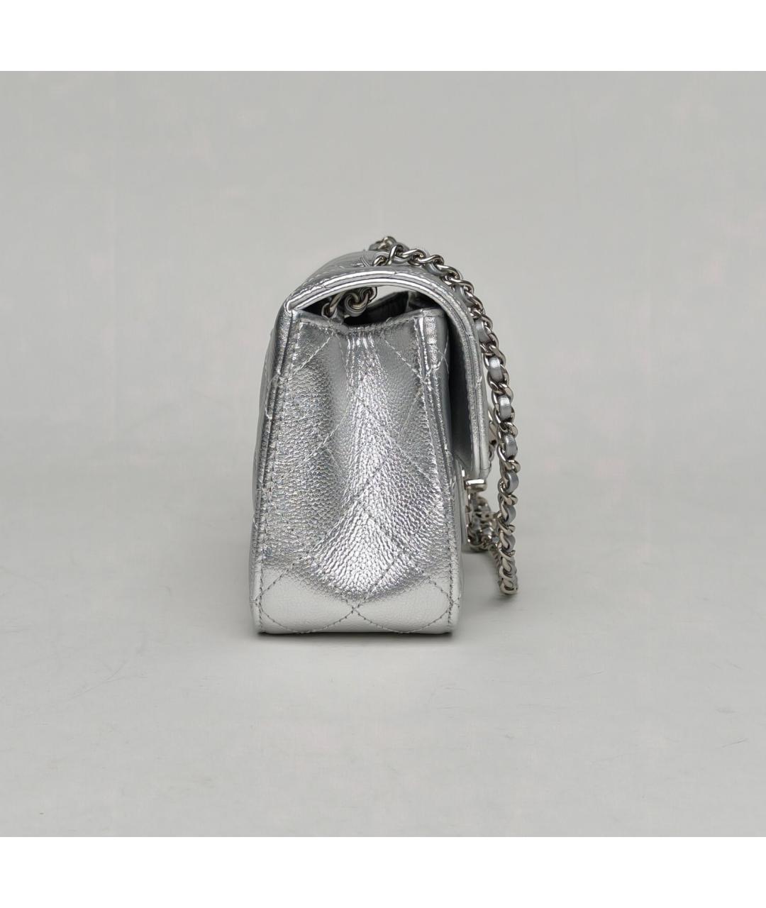 CHANEL Серебряная кожаная сумка через плечо, фото 5