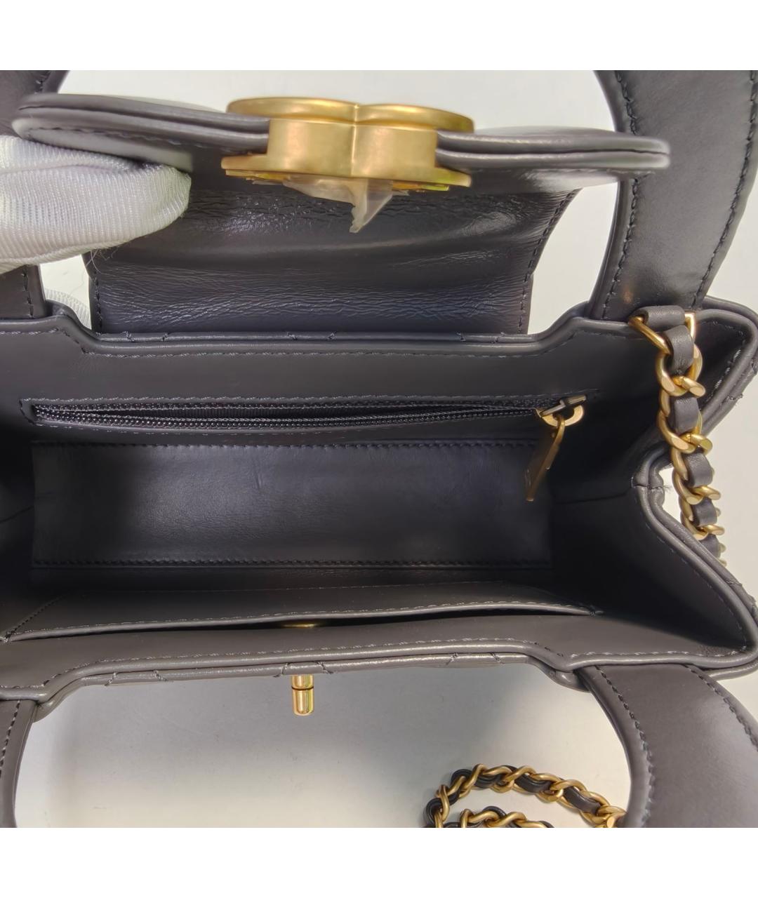 CHANEL Серая кожаная сумка через плечо, фото 8