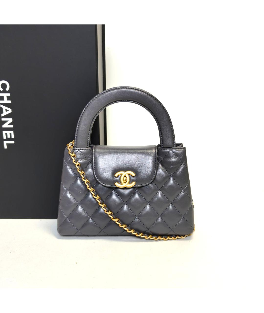 CHANEL Серая кожаная сумка через плечо, фото 9