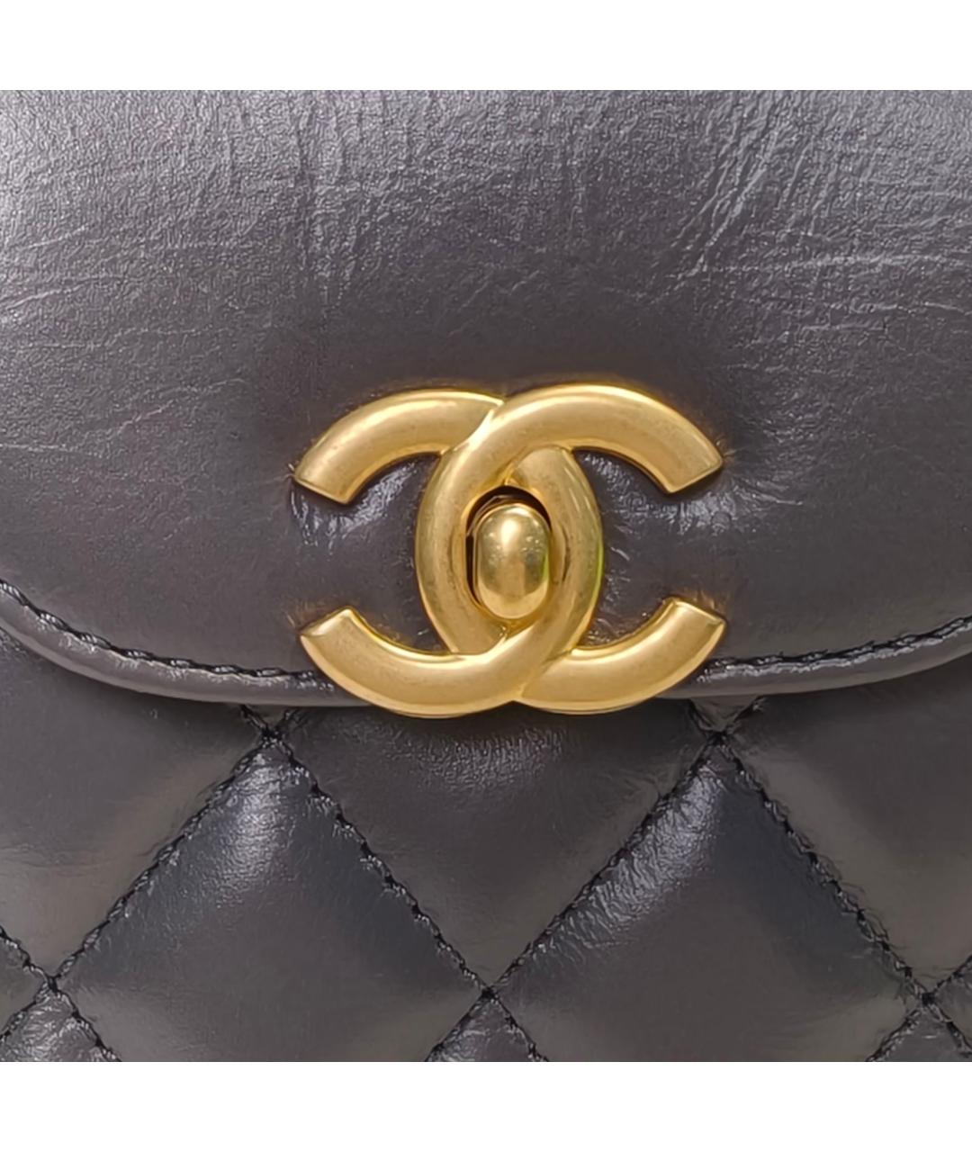 CHANEL Серая кожаная сумка через плечо, фото 7