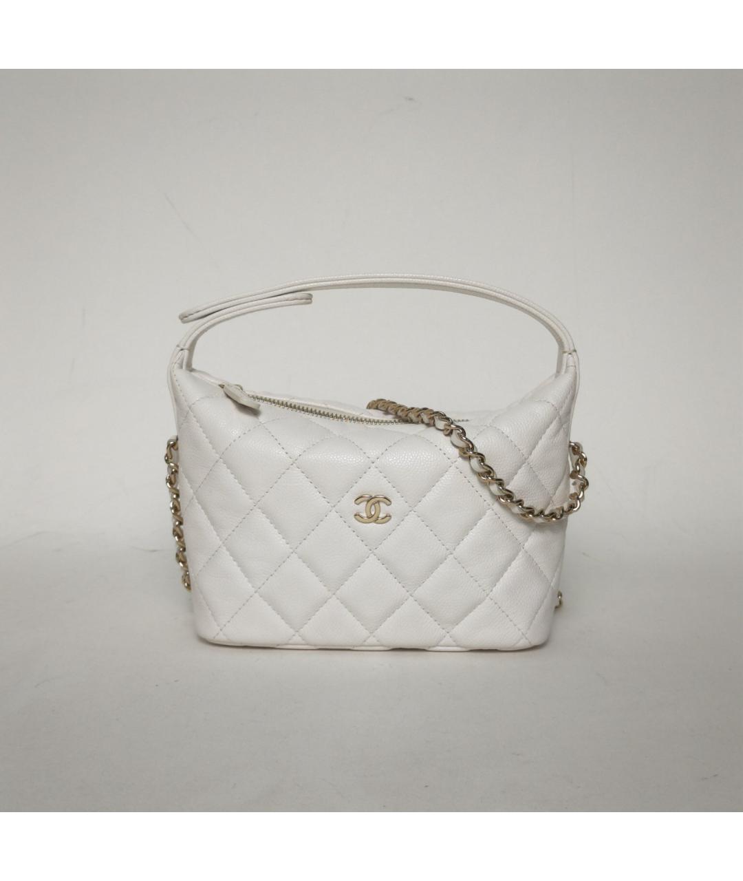 CHANEL Белая кожаная сумка с короткими ручками, фото 2