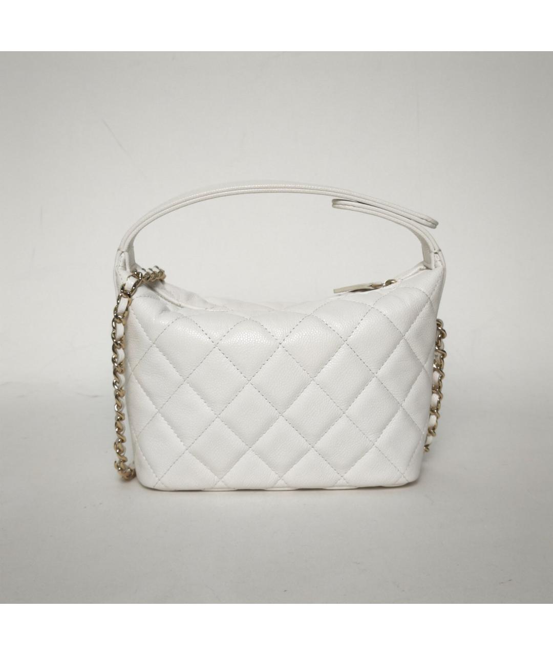 CHANEL Белая кожаная сумка с короткими ручками, фото 4