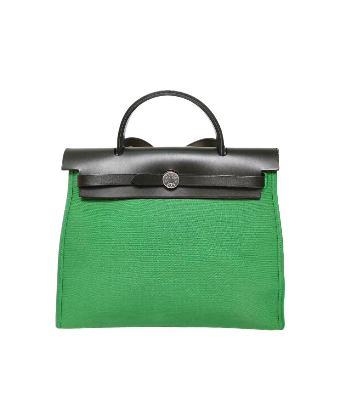 HERMES Зеленая тканевая сумка через плечо, фото 1