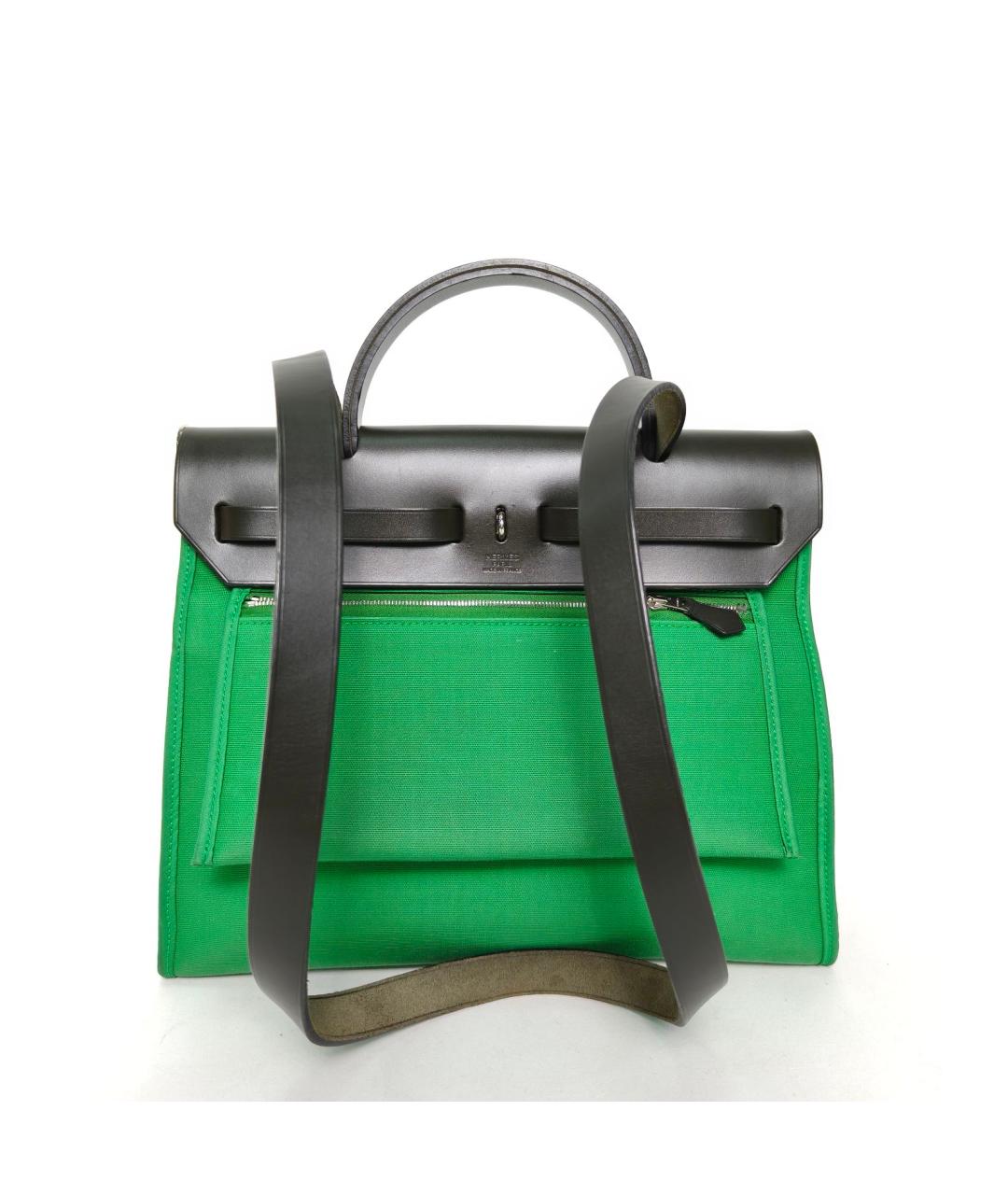 HERMES Зеленая тканевая сумка через плечо, фото 4