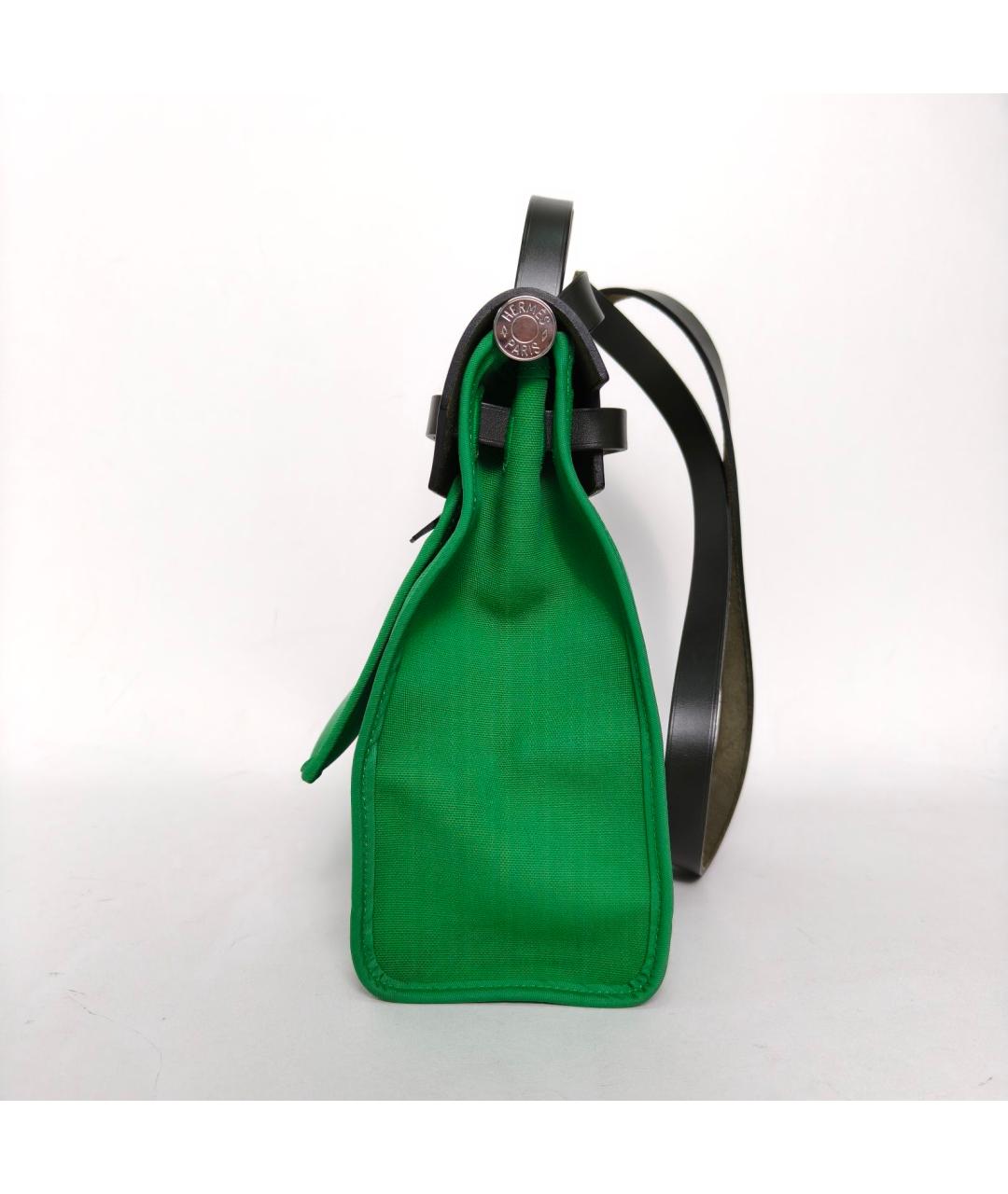 HERMES Зеленая тканевая сумка через плечо, фото 3