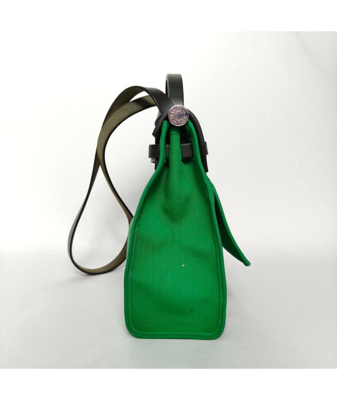 HERMES Зеленая тканевая сумка через плечо, фото 5