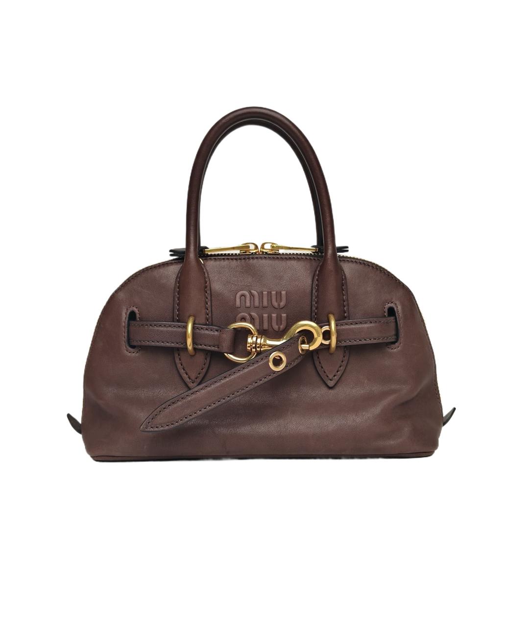 MIU MIU Коричневая кожаная сумка с короткими ручками, фото 1