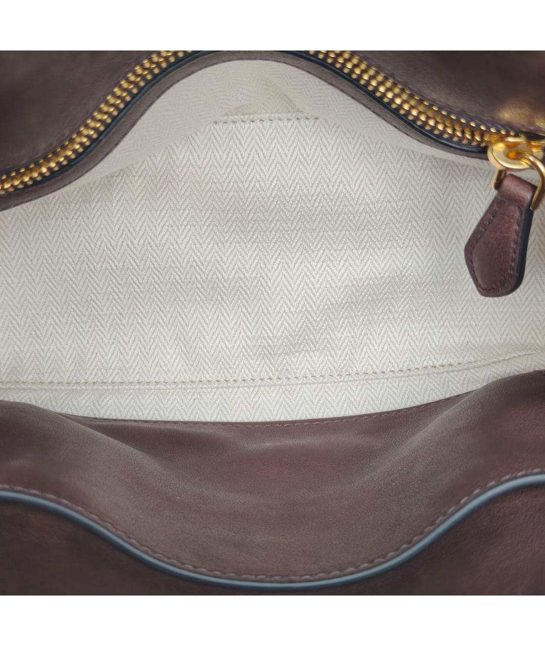 MIU MIU Коричневая кожаная сумка с короткими ручками, фото 8