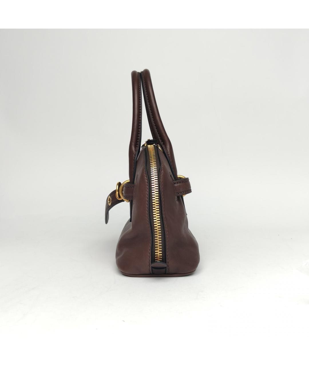 MIU MIU Коричневая кожаная сумка с короткими ручками, фото 3