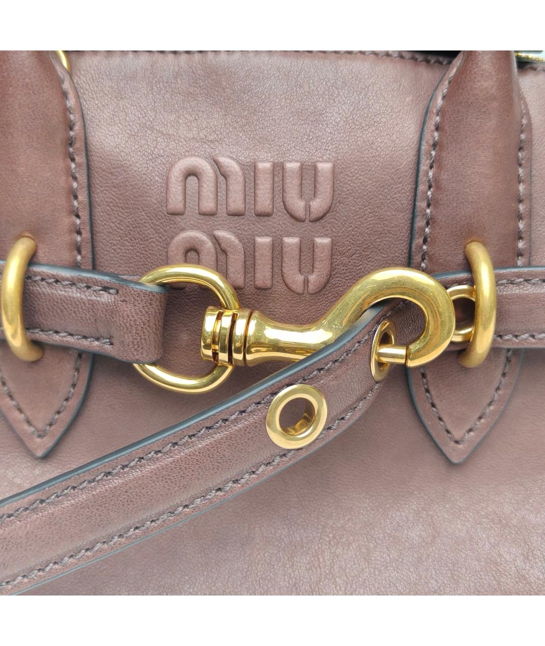 MIU MIU Коричневая кожаная сумка с короткими ручками, фото 7