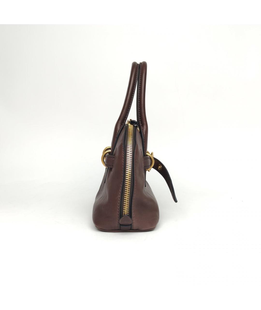 MIU MIU Коричневая кожаная сумка с короткими ручками, фото 5