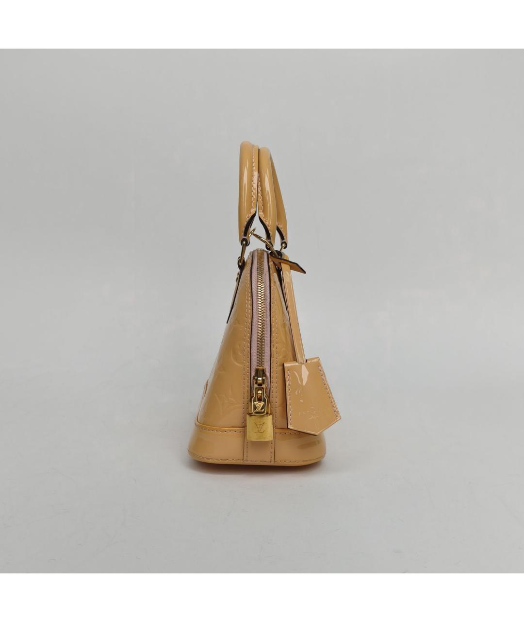 LOUIS VUITTON Бежевая сумка с короткими ручками из лакированной кожи, фото 5