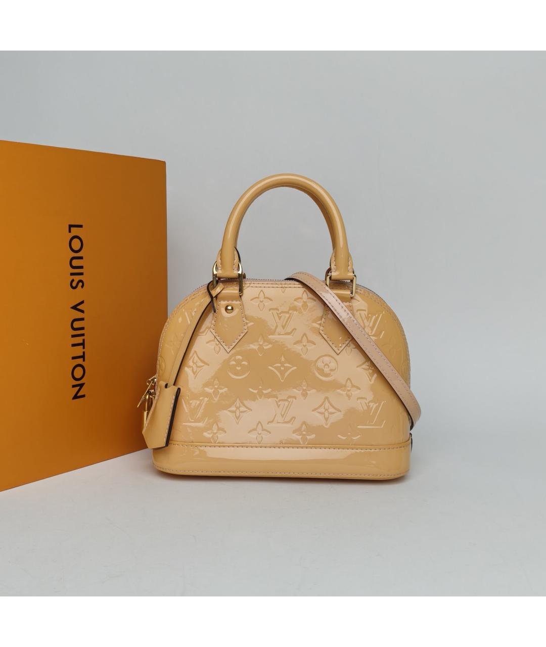 LOUIS VUITTON Бежевая сумка с короткими ручками из лакированной кожи, фото 9