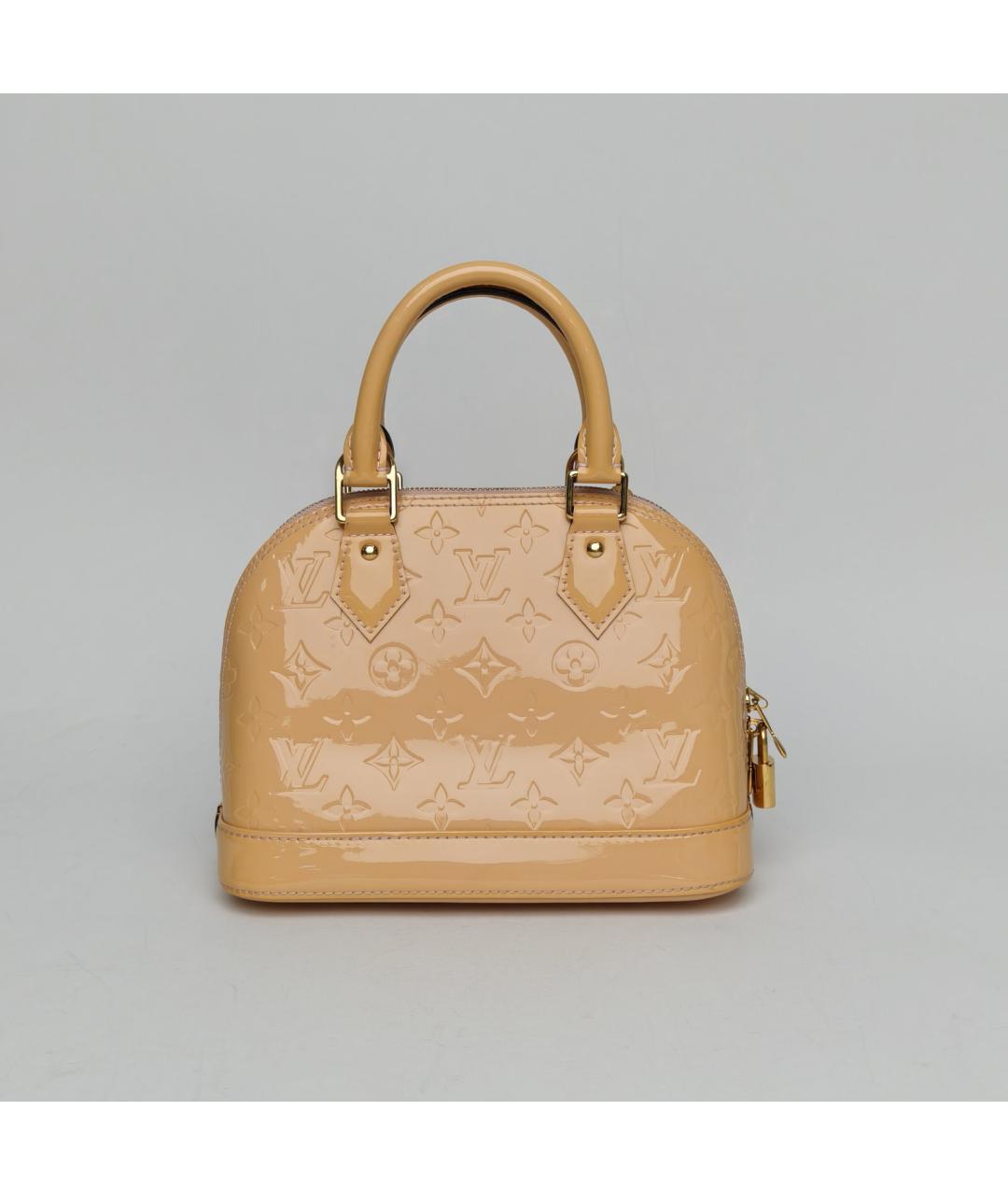 LOUIS VUITTON Бежевая сумка с короткими ручками из лакированной кожи, фото 4