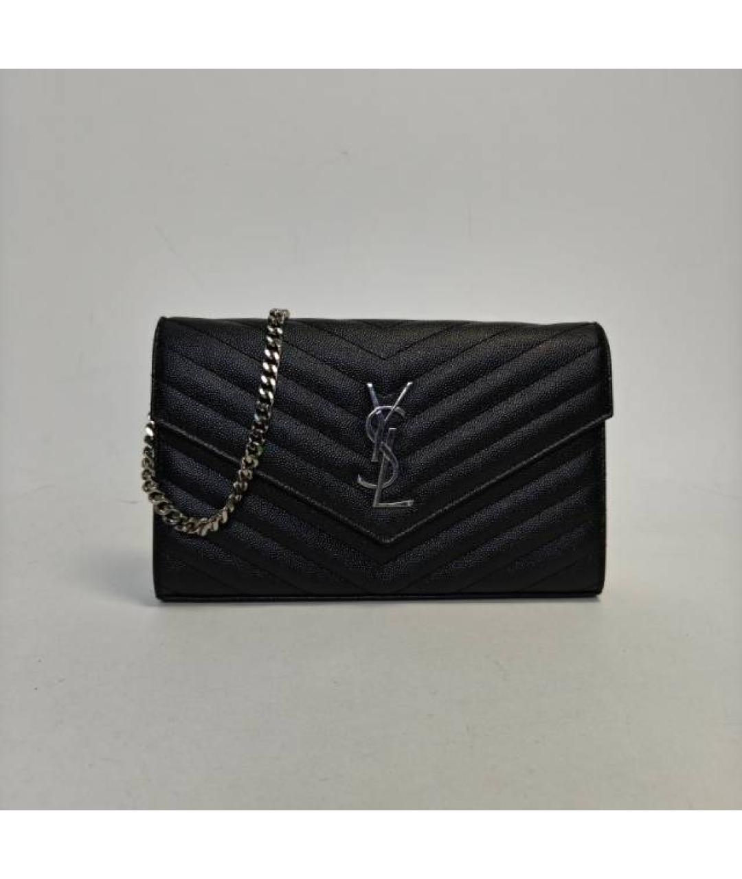 SAINT LAURENT Черная кожаная сумка через плечо, фото 9