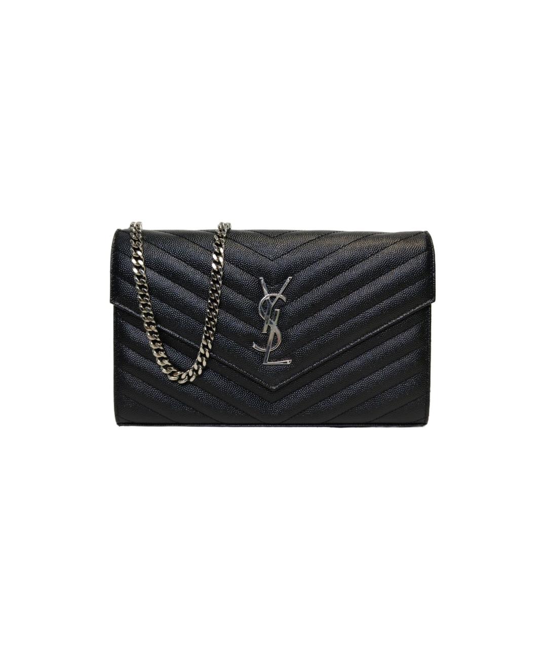 SAINT LAURENT Черная кожаная сумка через плечо, фото 1