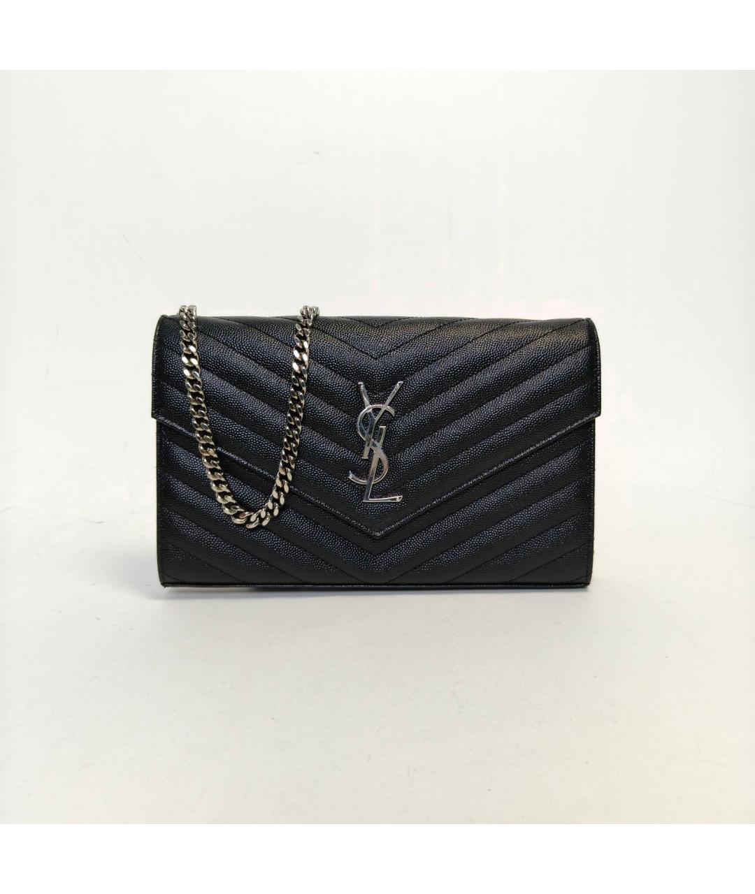 SAINT LAURENT Черная кожаная сумка через плечо, фото 2