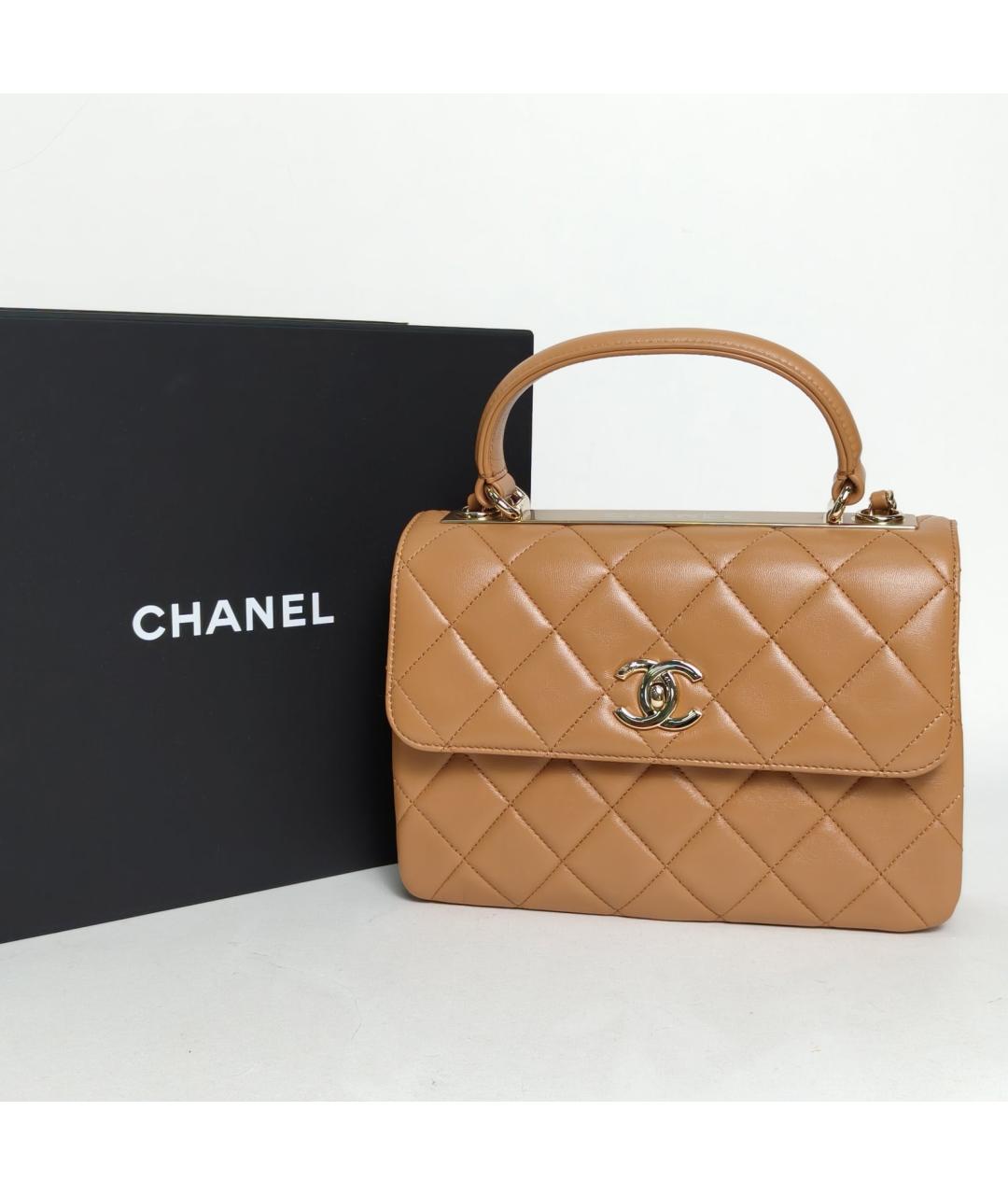 CHANEL Коричневая кожаная сумка через плечо, фото 9