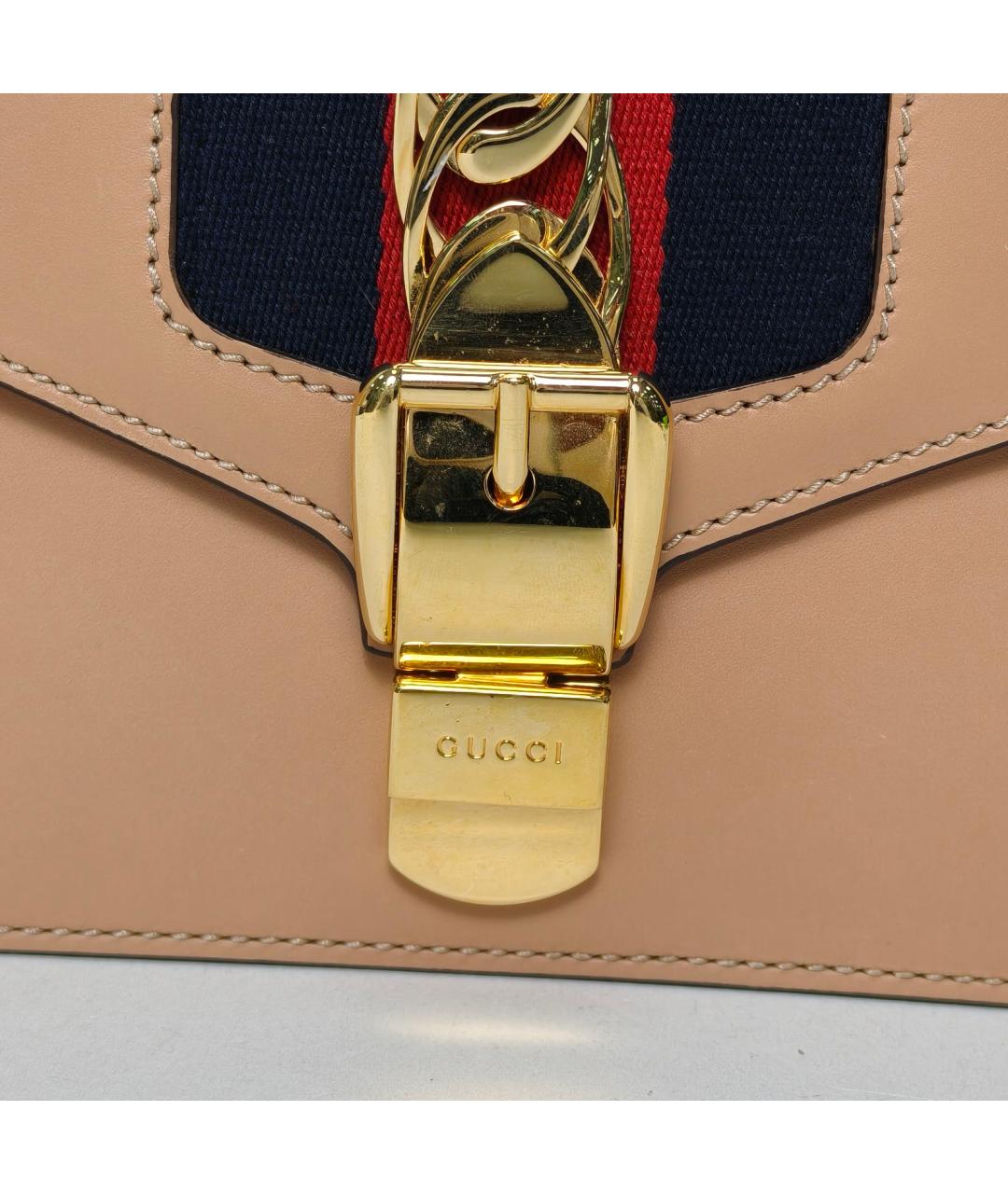 GUCCI Коричневая кожаная сумка через плечо, фото 4