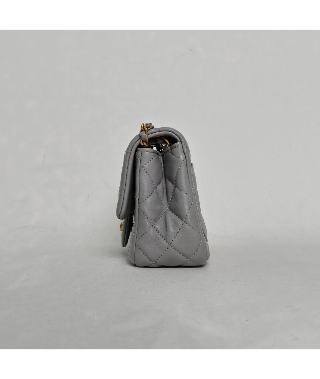 CHANEL Серая кожаная сумка через плечо, фото 5