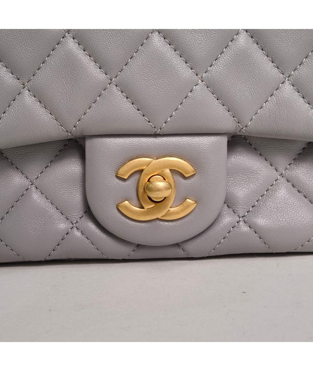 CHANEL Серая кожаная сумка через плечо, фото 7