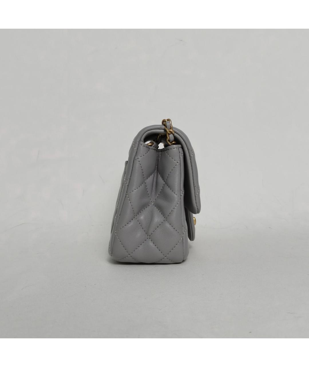 CHANEL Серая кожаная сумка через плечо, фото 3