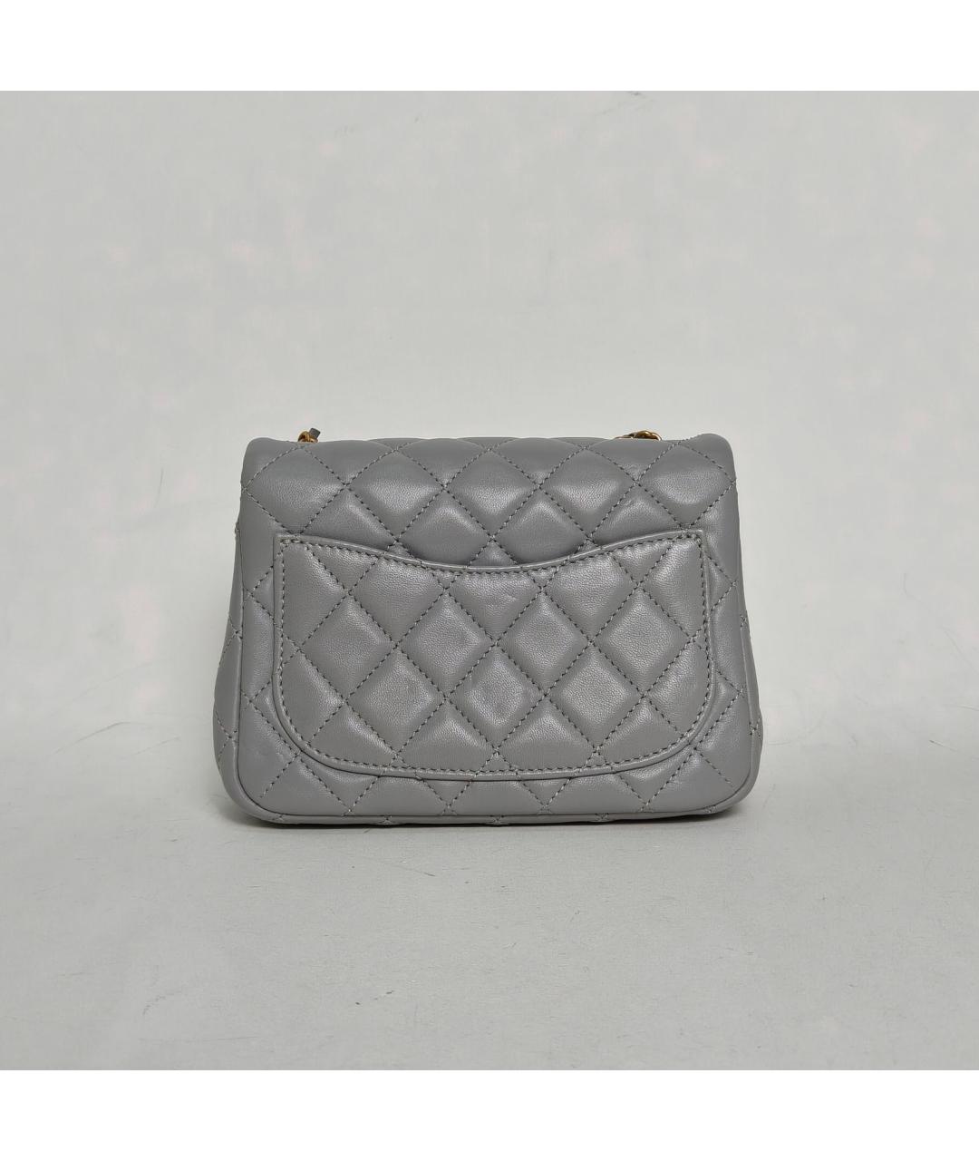 CHANEL Серая кожаная сумка через плечо, фото 4