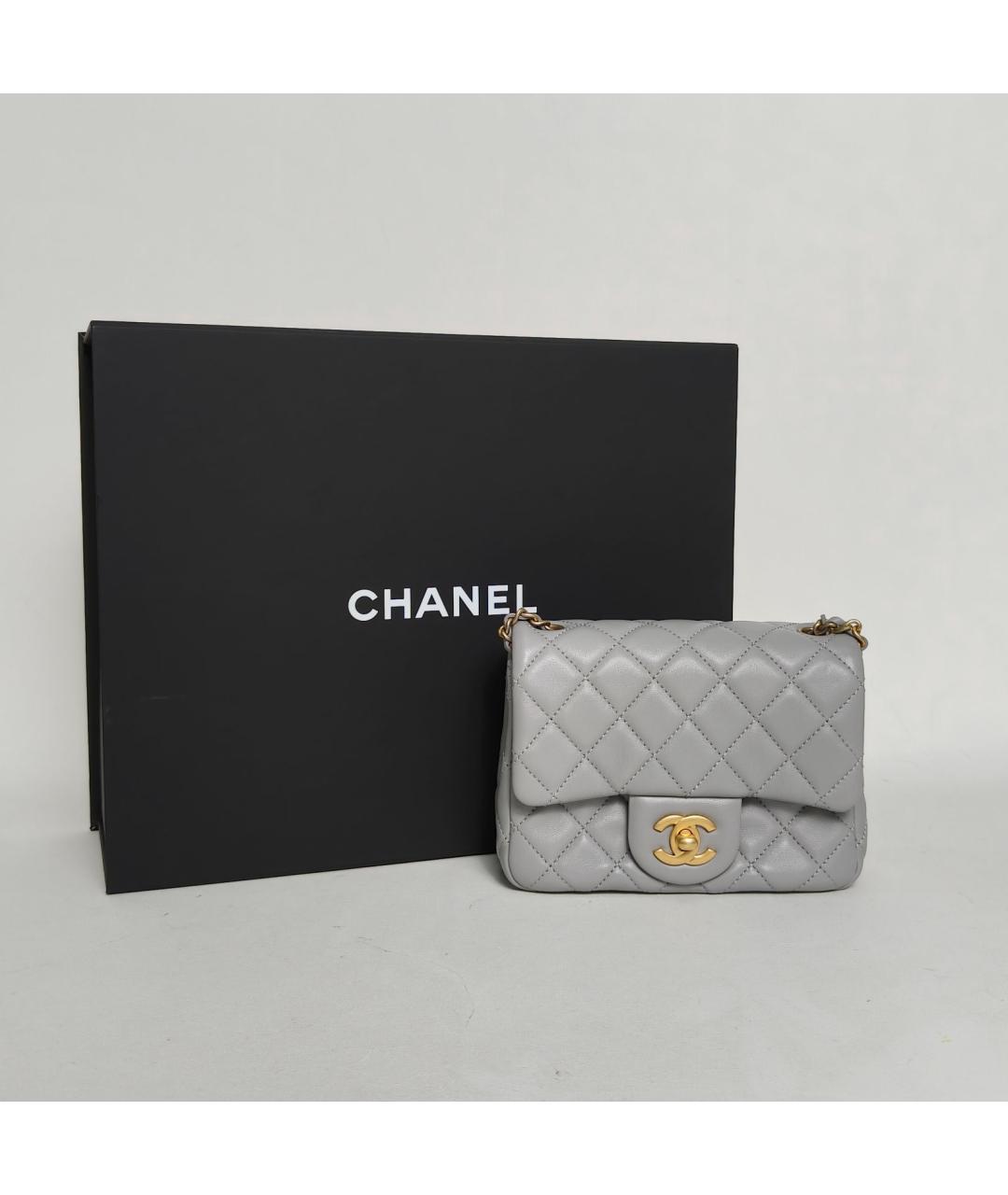 CHANEL Серая кожаная сумка через плечо, фото 9