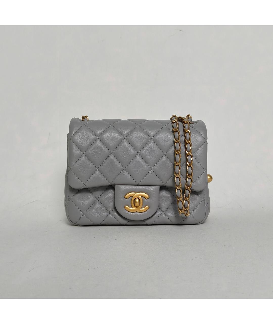 CHANEL Серая кожаная сумка через плечо, фото 2