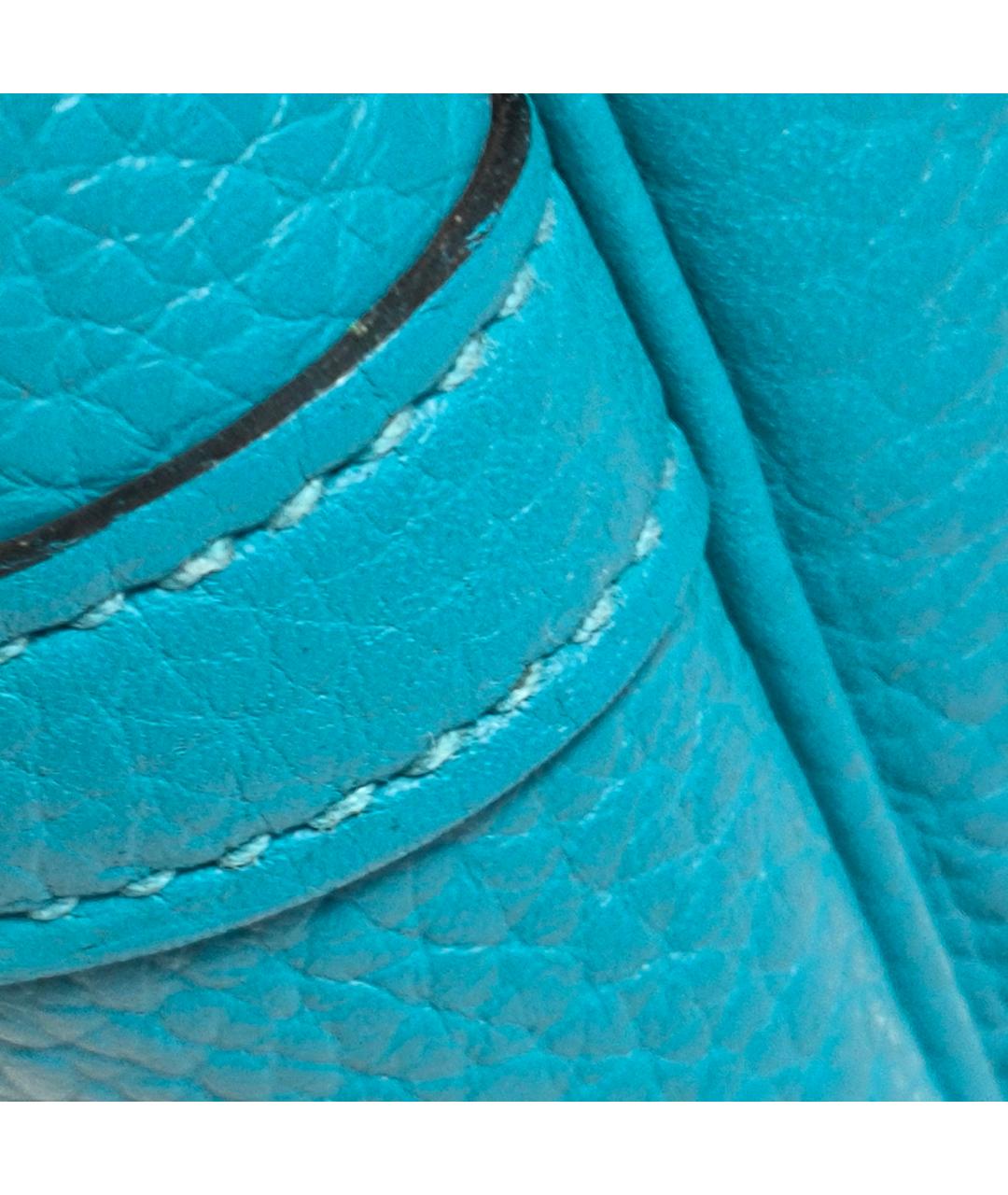 HERMES Бирюзовая кожаная сумка с короткими ручками, фото 9