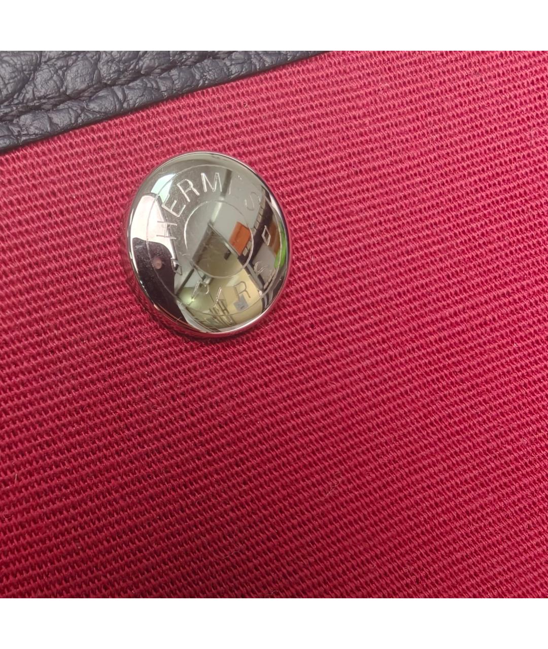HERMES Бордовая тканевая сумка с короткими ручками, фото 3