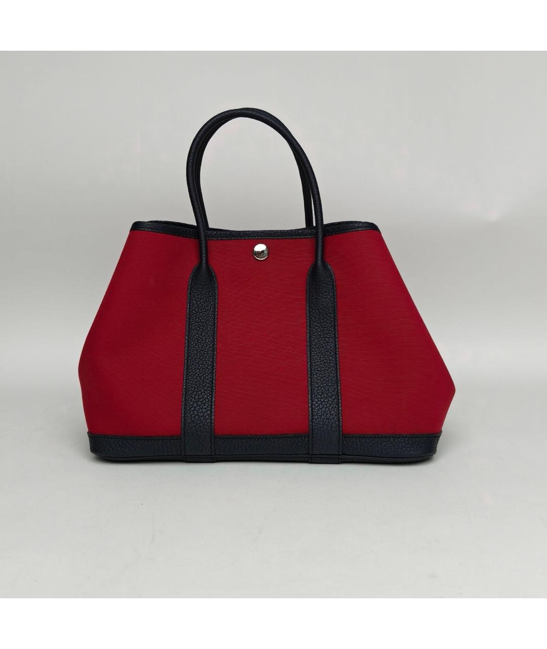 HERMES Бордовая тканевая сумка с короткими ручками, фото 9