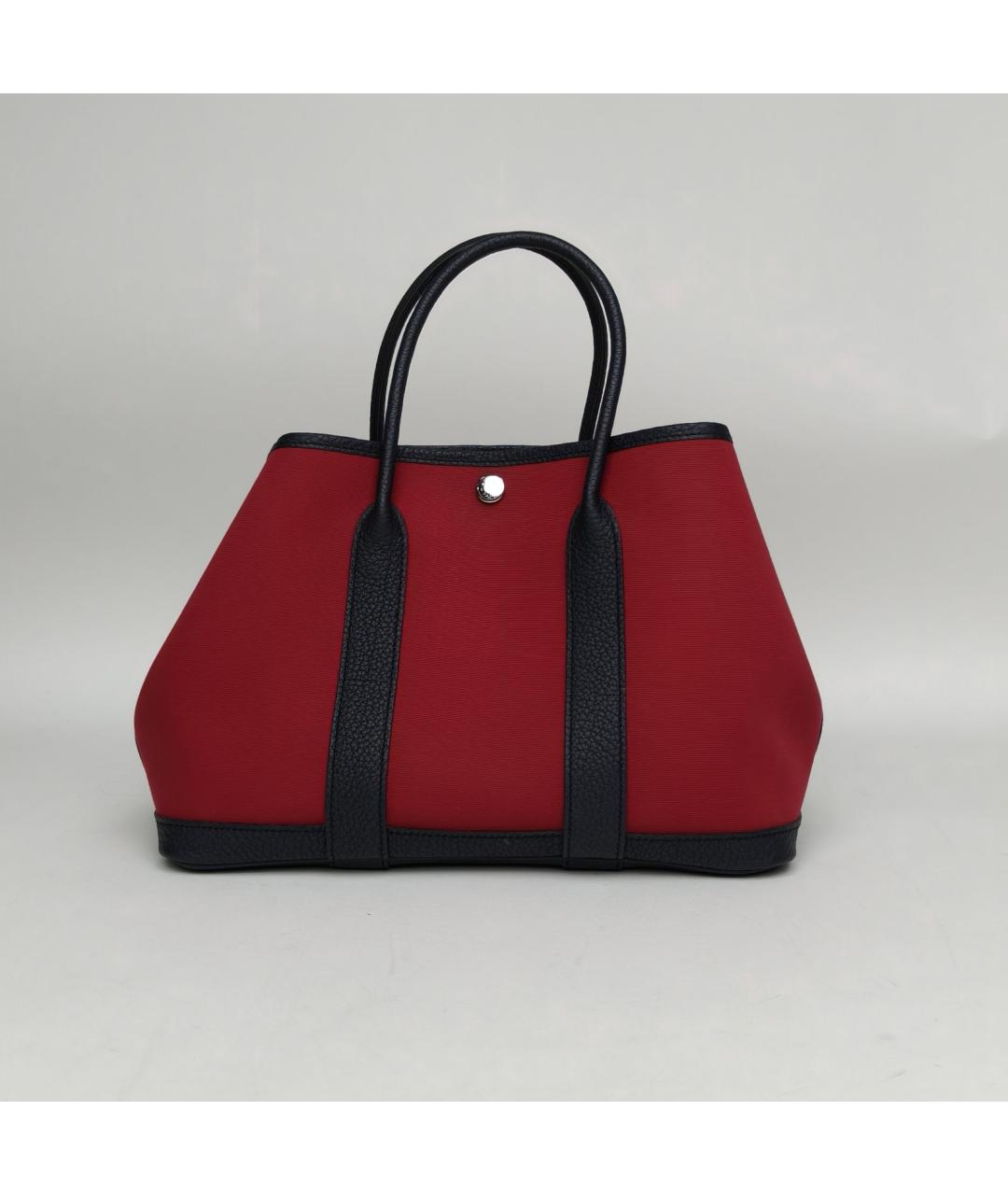 HERMES Бордовая тканевая сумка с короткими ручками, фото 7