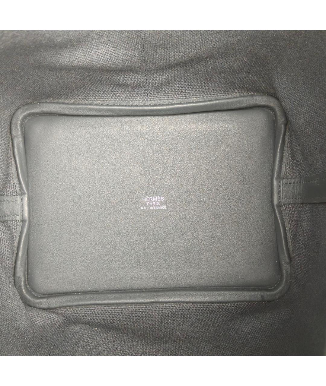 HERMES Антрацитовая тканевая сумка с короткими ручками, фото 7