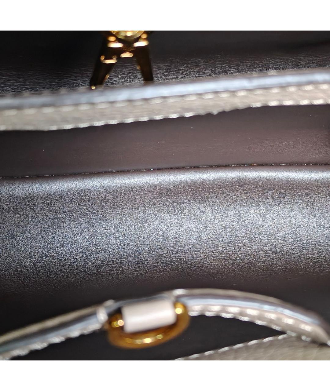 LOUIS VUITTON Серая кожаная сумка через плечо, фото 8