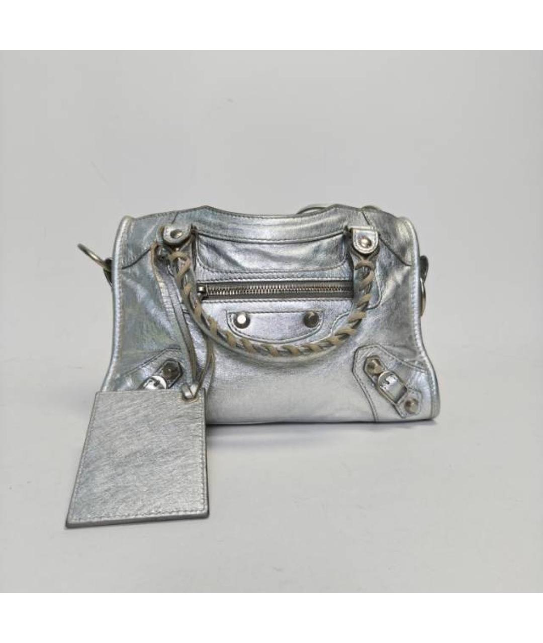 BALENCIAGA Серебряная кожаная сумка через плечо, фото 8