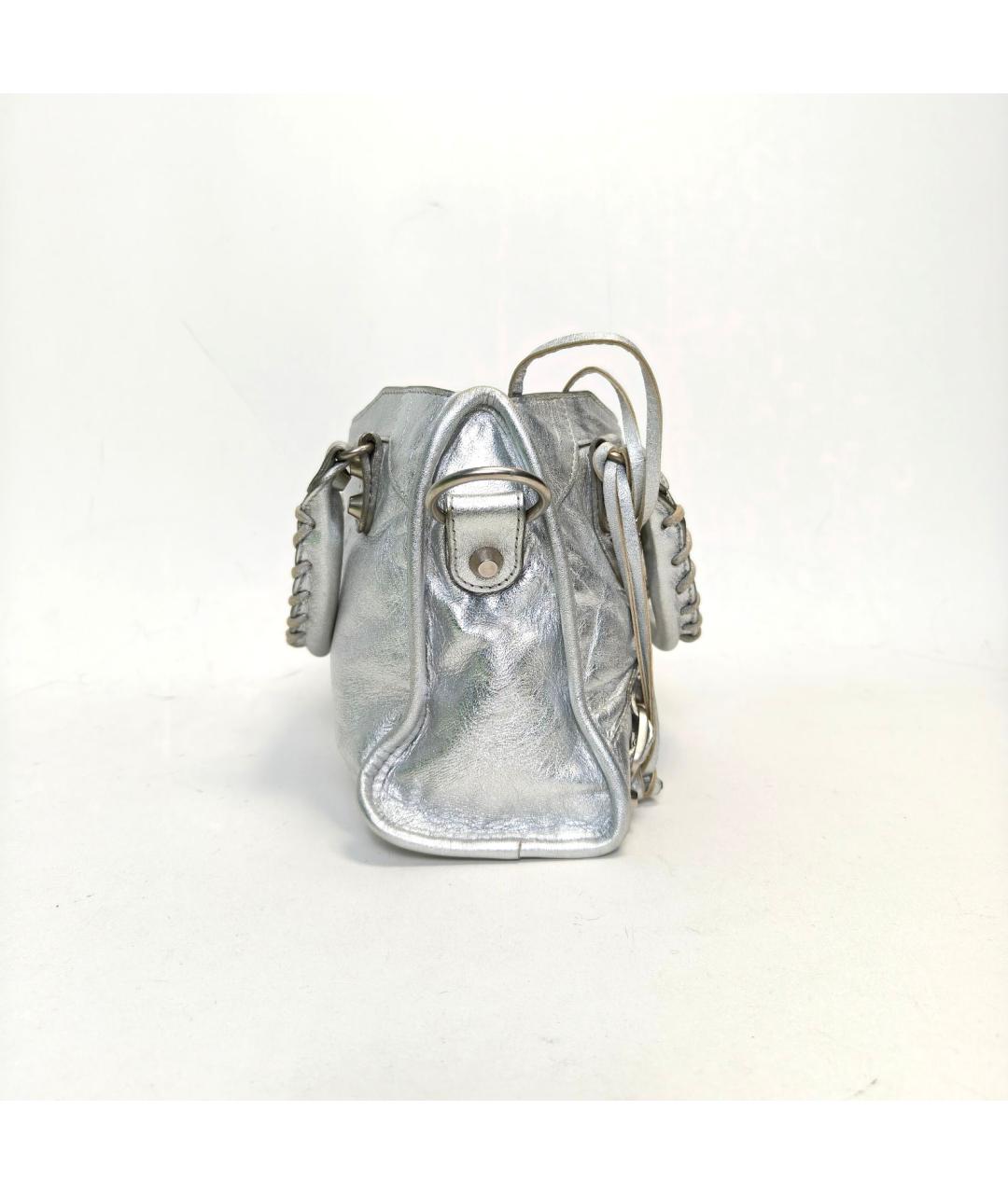 BALENCIAGA Серебряная кожаная сумка через плечо, фото 2