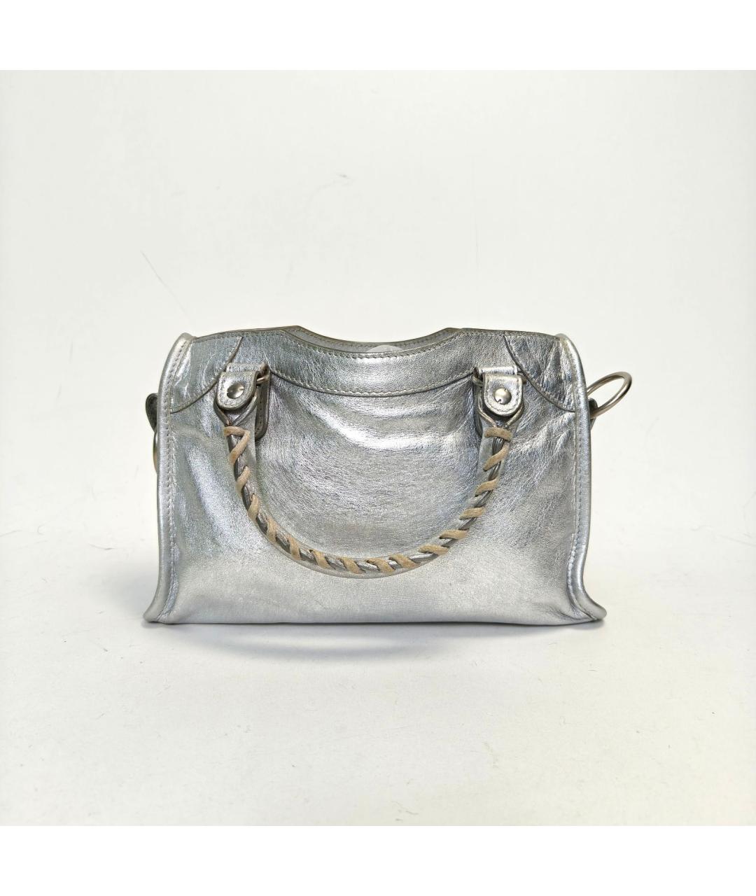 BALENCIAGA Серебряная кожаная сумка через плечо, фото 3
