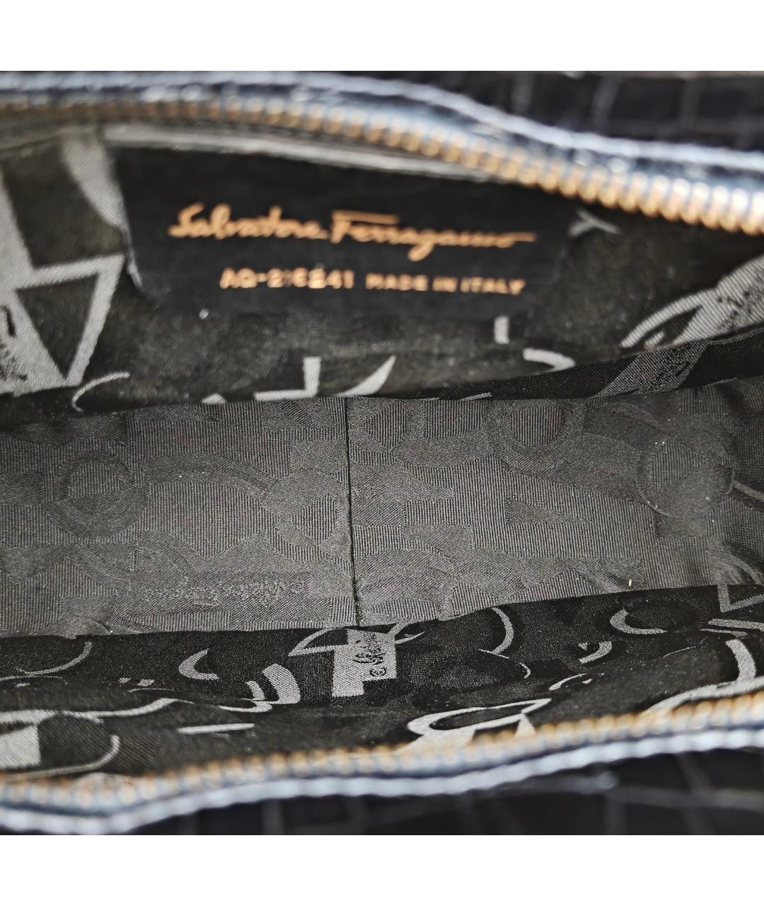 FERRAGAMO Черная кожаная сумка через плечо, фото 8