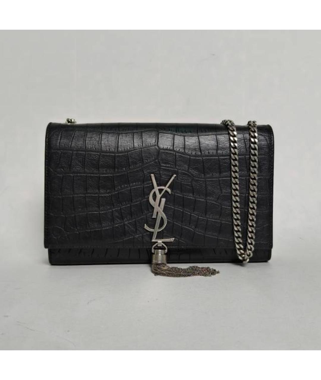 SAINT LAURENT Серебряная кожаная сумка через плечо, фото 9