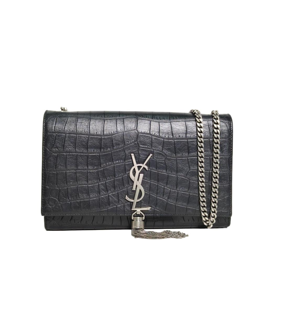 SAINT LAURENT Серебряная кожаная сумка через плечо, фото 1