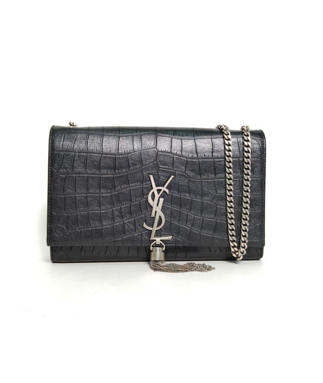 SAINT LAURENT Серебряная кожаная сумка через плечо, фото 2